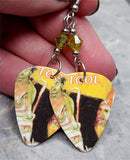 Tool Guitar Pick Earrings with Olivine Green Swarovski Crystals
