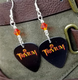 Trivium Guitar Pick Earrings with Fire Opal Swarovski Crystals