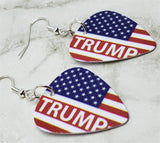 Trump American Flag Guitar Pick Earrings