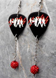 U2 How to Dismantle an Atomic Bomb Guitar Pick Earrings with Red Pave Bead Dangles
