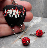 U2 How to Dismantle an Atomic Bomb Guitar Pick Earrings with Red Pave Bead Dangles