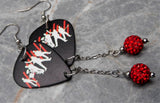 U2 How to Dismantle an Atomic Bomb Guitar Pick Earrings with Red Pave Bead Dangles