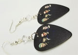 U2 Group Picture Guitar Pick Earrings with Clear Swarovski Crystals