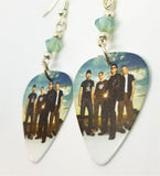 U2 Group Picture Guitar Pick Earrings with Pacific Opal Swarovski Crystals