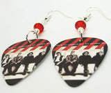 U2 How to Dismantle an Atomic Bomb Guitar Pick Earrings with Red Swarovski Crystals