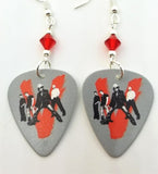 U2 Guitar Pick Earrings with Red Swarovski Crystals