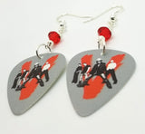 U2 Guitar Pick Earrings with Red Swarovski Crystals