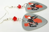U2 Guitar Pick Earrings with Red Swarovski Crystals