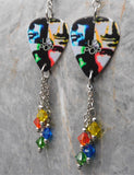 U2 Pop Guitar Pick Earrings with Swarovski Crystals Dangles