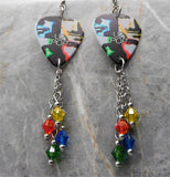 U2 Pop Guitar Pick Earrings with Swarovski Crystals Dangles