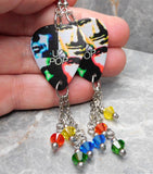 U2 Pop Guitar Pick Earrings with Swarovski Crystals Dangles