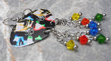 U2 Pop Guitar Pick Earrings with Swarovski Crystals Dangles