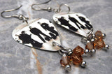 U2 All That You Can't Leave Behind Guitar Pick Earrings with Brown Swarovski Crystal Dangles