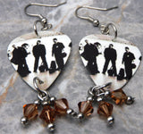 U2 All That You Can't Leave Behind Guitar Pick Earrings with Brown Swarovski Crystal Dangles
