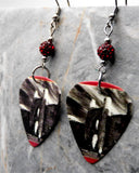 U2 The Unforgettable Fire Guitar Pick Earrings with Red Pave Beads
