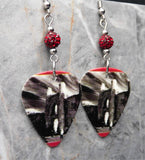 U2 The Unforgettable Fire Guitar Pick Earrings with Red Pave Beads