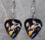 U2 Bono and Edge on Stage Guitar Pick Earrings with Clear Swarovski Crystals