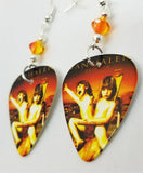 Van Halen Balance Guitar Pick Earrings with Fire Opal Swarovski Crystals