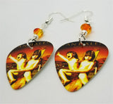 Van Halen Balance Guitar Pick Earrings with Fire Opal Swarovski Crystals