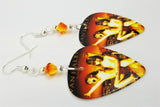 Van Halen Balance Guitar Pick Earrings with Fire Opal Swarovski Crystals