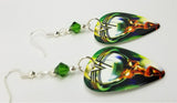 Van Halen 5150 Guitar Pick Earrings with Green Swarovski Crystals