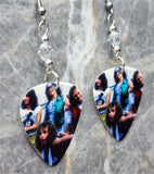 Van Halen Guitar Pick Earrings with Clear Swarovski Crystals