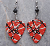 Eddie Van Halen Frankenstrat Guitar Pick Earrings with Black Swarovski Crystals