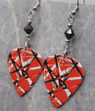 Eddie Van Halen Frankenstrat Guitar Pick Earrings with Black Swarovski Crystals