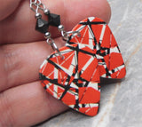 Eddie Van Halen Frankenstrat Guitar Pick Earrings with Black Swarovski Crystals