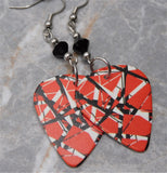 Eddie Van Halen Frankenstrat Guitar Pick Earrings with Black Swarovski Crystals