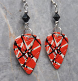 Eddie Van Halen Frankenstrat Guitar Pick Earrings with Black Swarovski Crystals