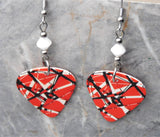 Eddie Van Halen Frankenstrat Guitar Pick Earrings with White Swarovski Crystals