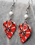Eddie Van Halen Frankenstrat Guitar Pick Earrings with White Swarovski Crystals