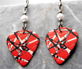 Eddie Van Halen Frankenstrat Guitar Pick Earrings with White Swarovski Crystals