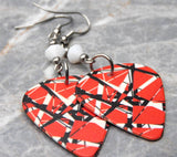 Eddie Van Halen Frankenstrat Guitar Pick Earrings with White Swarovski Crystals
