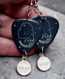 Horoscope Astrological Sign Virgo Guitar Pick Earrings with Virgo Charm Dangles