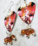 W.A.S.P. Guitar Pick Earrings with Astral Pink Swarovski Crystal Dangles