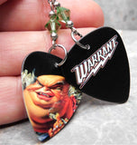 Warrant Guido Dirty Rotten Filthy Stinkin Rich Guitar Pick Earrings with Green Swarovski Crystals