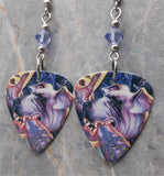 Warrant Dog Eat Dog Guitar Pick Earrings with Purple Swarovski Crystals