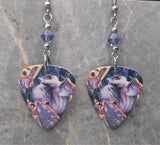 Warrant Dog Eat Dog Guitar Pick Earrings with Purple Swarovski Crystals