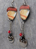 Warrant Rockaholic Guitar Pick Earrings with Rock On Stainless Steel Charm and Swarovski Crystal Dangles