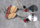Warrant Rockaholic Guitar Pick Earrings with Rock On Stainless Steel Charm and Swarovski Crystal Dangles