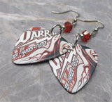 Warrant Louder Harder Faster Guitar Pick Earrings with Indian Red Swarovski Crystals