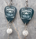 Warrant Under the Influence Guitar Pick Earrings with White Pave Bead Dangles