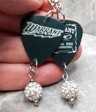 Warrant Under the Influence Guitar Pick Earrings with White Pave Bead Dangles