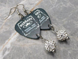 Warrant Under the Influence Guitar Pick Earrings with White Pave Bead Dangles