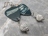 Warrant Under the Influence Guitar Pick Earrings with White Pave Bead Dangles