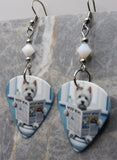 West Highland Terrier Westie Guitar Pick Earrings with White Swarovski Crystals
