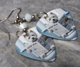 West Highland Terrier Westie Guitar Pick Earrings with White Swarovski Crystals