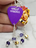 Willy Wonka Guitar Pick Earrings with Swarovski Crystal Dangles